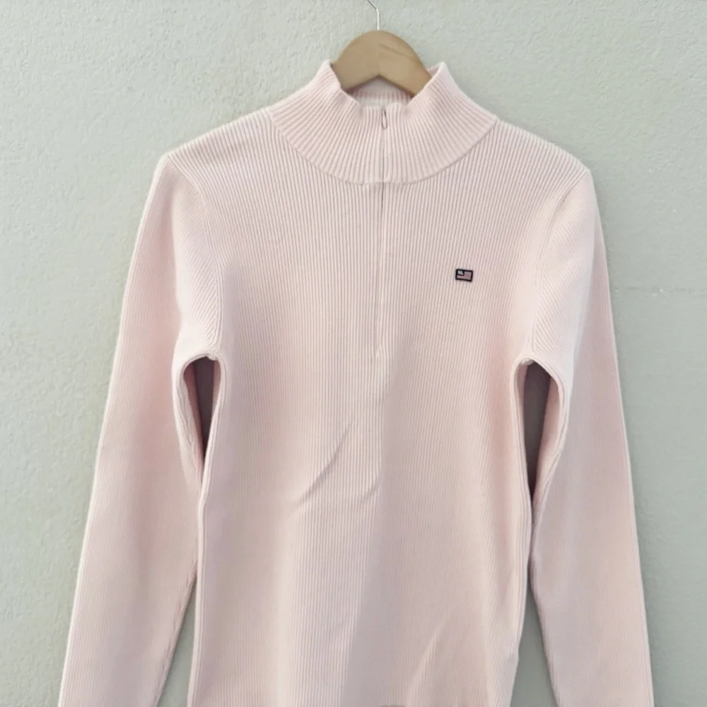 Vintage Ralph Lauren Polo Jeans Ribbed Mock Zip Sweater RL USA Flag Patch Y2K 90 - Picture 6 of 12